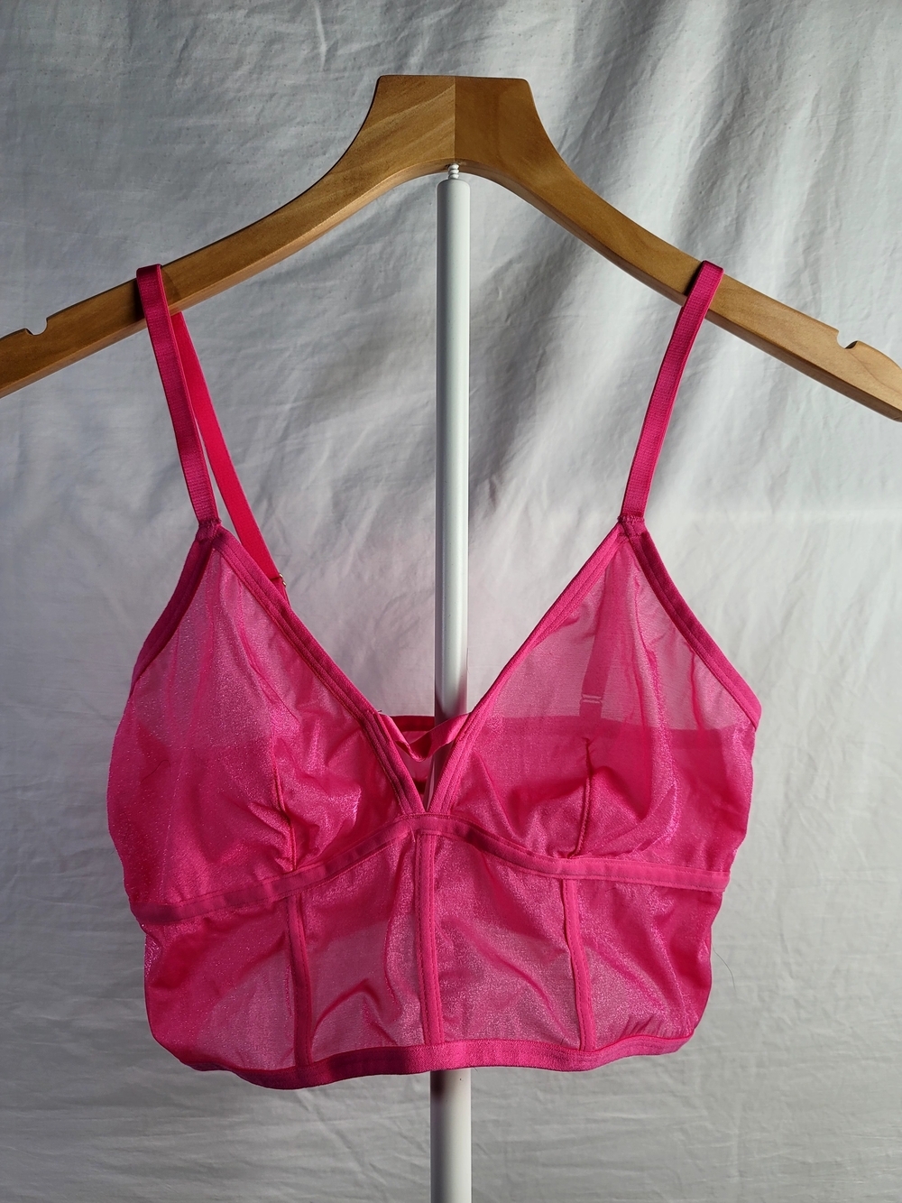 Auden Sheer Longline Bralette - Hot Pink